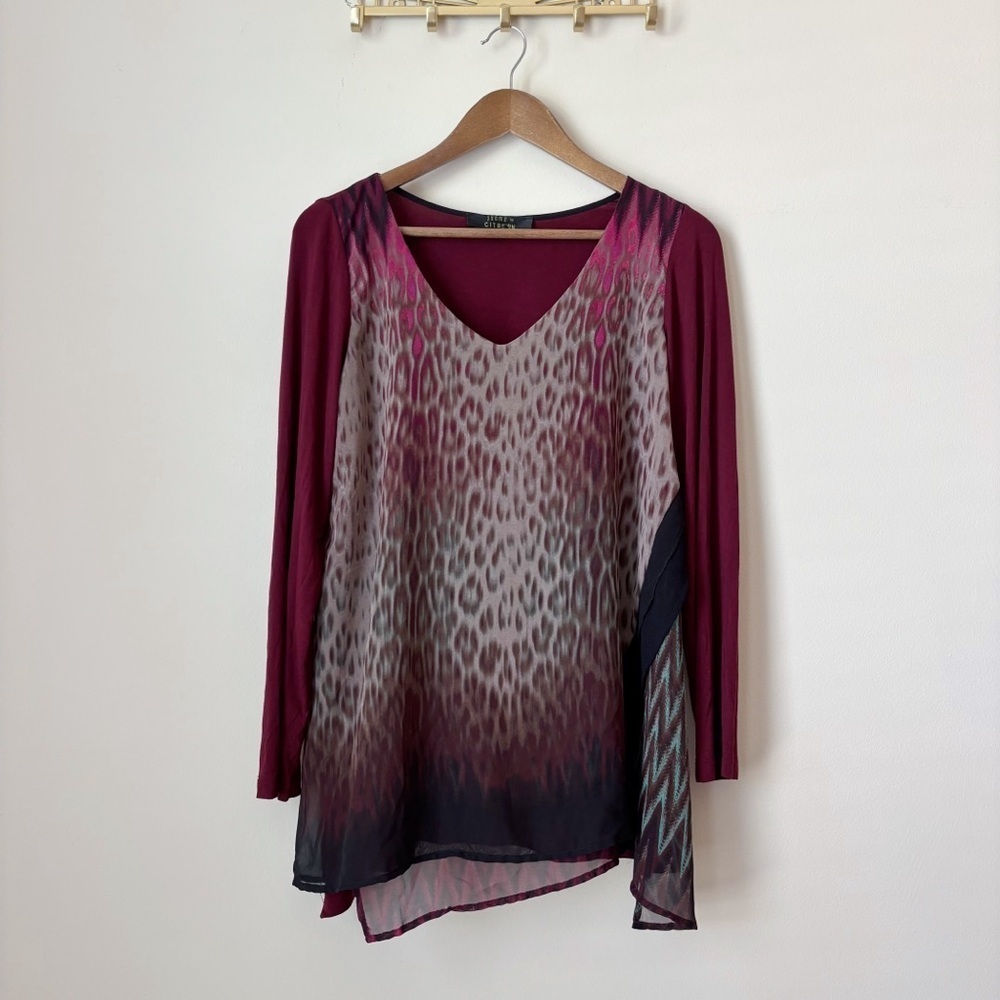 Poeme by Citron Leopard Print Layered Tunic Top Medium